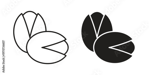 Pistachio icon design line and solid vector pack on white background