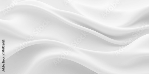 Elegant white silk and satin fabric background featuring soft flowing waves and a smooth luxury textile texture for wedding fashion design backdrop