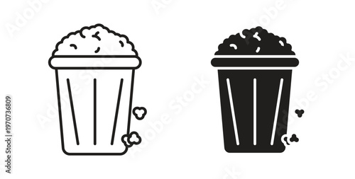 Popcorn icon design line and solid vector pack on white background