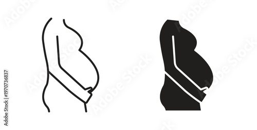 Pregnancy icon design line and solid vector pack on white background