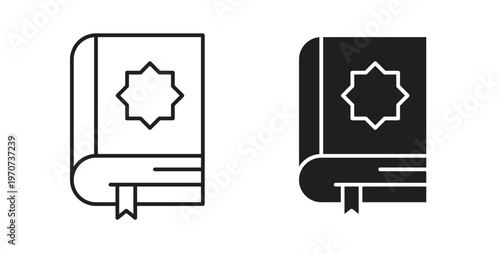 Quran book icon design line and solid vector pack on white background