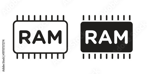 Ram memory icon design line and solid vector pack on white background