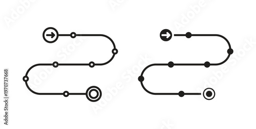 Roadmap icon design line and solid vector pack on white background