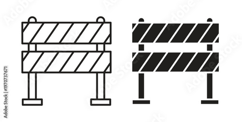 Roadblock icon design line and solid vector pack on white background