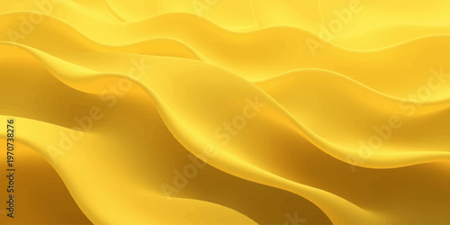 Smooth golden silk fabric background with a soft satin texture featuring shiny waves and elegant yellow curves for a decorative abstract backdrop design