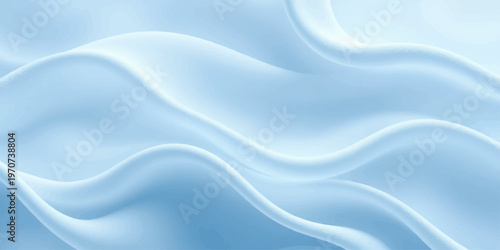 A soft blue silk fabric flows in smooth liquid waves with a shiny satin texture and elegant light motion for a seamless textile backdrop design