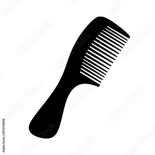 A black comb with evenly spaced teeth for detangling hair