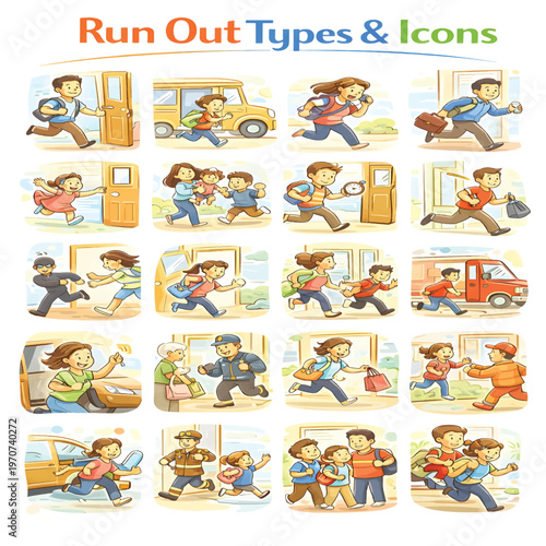 Run Out Type Icons Set, Empty and Exhausted Resource Symbols Collection, Depletion and Shortage Line Icons, Supply Ending Vector Pack