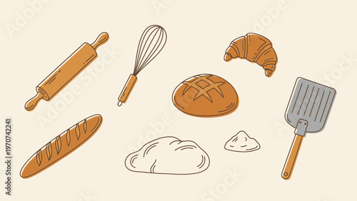 Baking Tools and Freshly Baked Bread Collection.