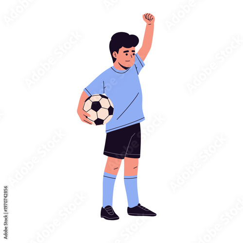 vector of a kids soccer player in different poses, including dribbling, kicking, juggling, and celebrating with a ball. ideal for sports design, football training concepts, youth activities, lifestyle