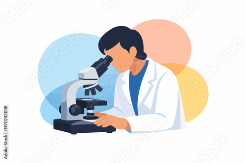 Scientist using a microscope for medical research in a laboratory