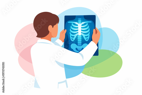 Doctor Examining Chest X-ray Scan