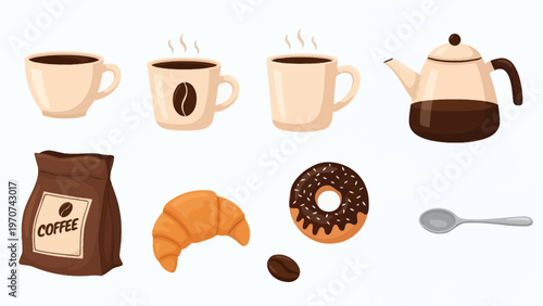 Coffee and Pastry Breakfast Set Collection.