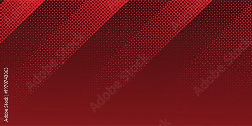 Red diagonal geometric shape with halftone. Modern fiber textured vector
