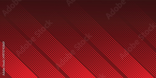 Red diagonal geometric shape with halftone. Modern fiber textured vector