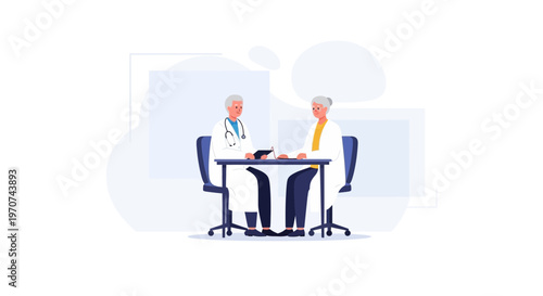 Doctor consulting with elderly patient, medical appointment, healthcare concept