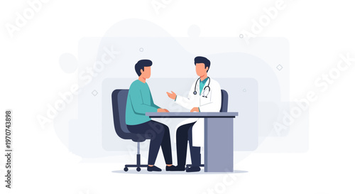 Doctor consulting patient in office, medical consultation, healthcare concept