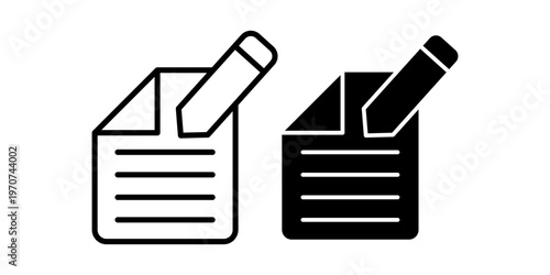 Edit document icon set with pencil symbol for writing content modification and file update concept