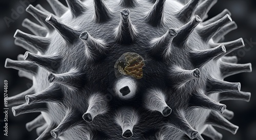 Microscopic View of a Pollen Grain with Unique Surface Texture.