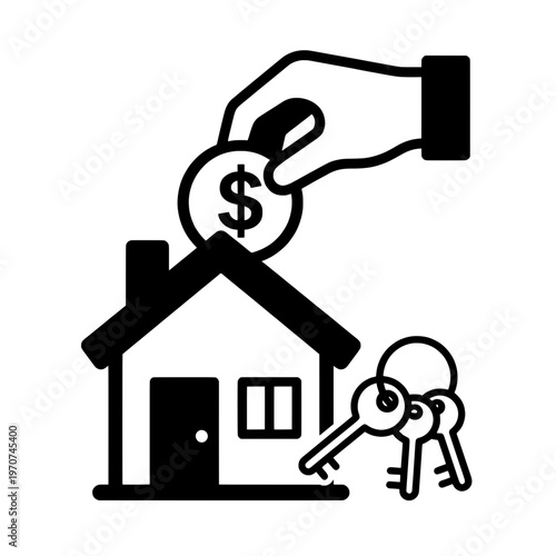 hand coin house keys real estate investment icon vector
