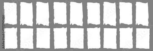 Blank Ripped Torn Paper Sheets with Jagged Edges, White Paper Scraps Background Texture, Realistic Torn Edges Collection, Collage Cutout Elements for Design, Overlay Template Set