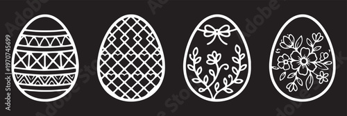Easter egg icon, vector. Broken Easter egg. Ester eggs shell. Egg shell and egg icon set. Cracked egg vector illustration. Easter egg outline icon set vector, decorative patterned eggs collection with