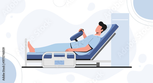 Patient in Hospital Bed with Medical Equipment, Healthcare Concept