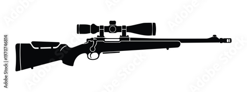 Hunting Rifle Icon Silhouette Vector black design on a white background