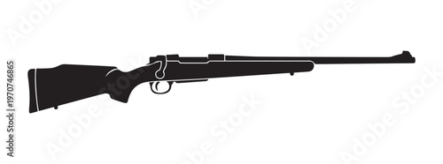 Bolt Action Rifle Icon Silhouette Vector black design on a white background