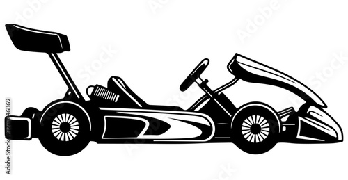 Go Kart Vector, Go Kart Racing Vehicle Isolated on white Background, gokart, kart, racing, vehicle, speed, car, gocar, motorsport, race, driver, track