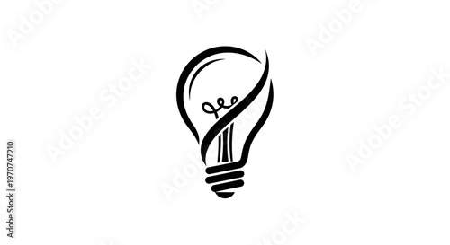 A black line art light bulb icon.