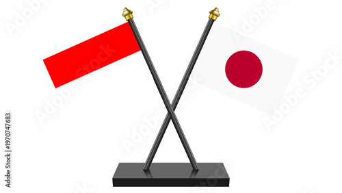 Tableau sur toile Flag of Japan and Indonesia