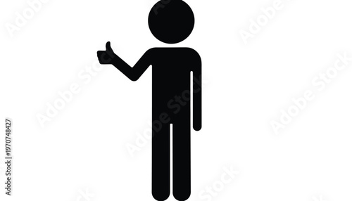 Minimalist black stick figure vector illustration showing a person giving a positive thumbs-up sign.