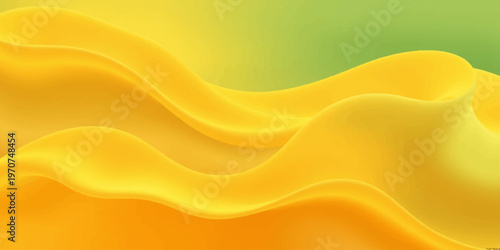 Abstract yellow background featuring golden silk waves and a smooth satin texture with flowing orange curves for a soft vector wallpaper design