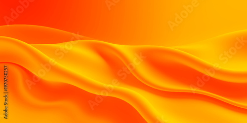 An abstract yellow and orange vector background featuring a soft golden silk texture with flowing satin waves and a light gradient motion design