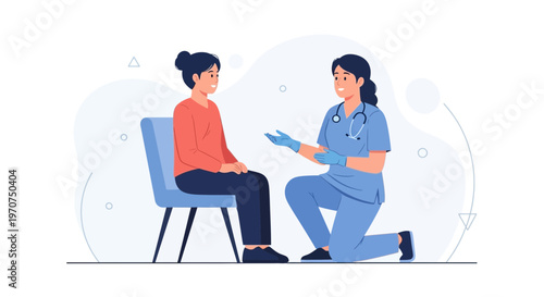 Nurse talking to patient, medical consultation, healthcare, doctor and patient interaction