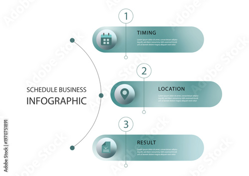 3 option infographic template vector element. 3 step chart with columns that can be filled with icons and text. Graphic design for presentation, workflows or business information charts.
