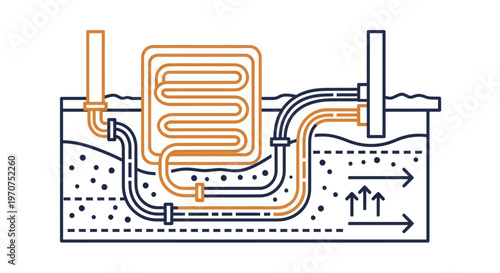 Geothermal Energy System Diagram for Sustainable Heating and Cooling.