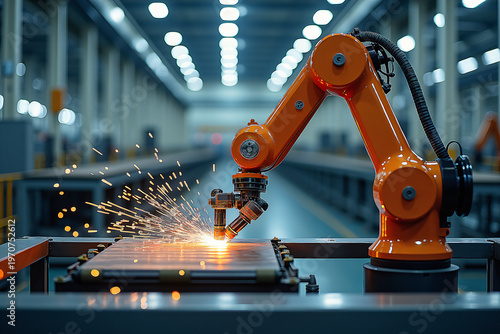 Robotic Arm Manufacturing Welding Sparks Automation V2