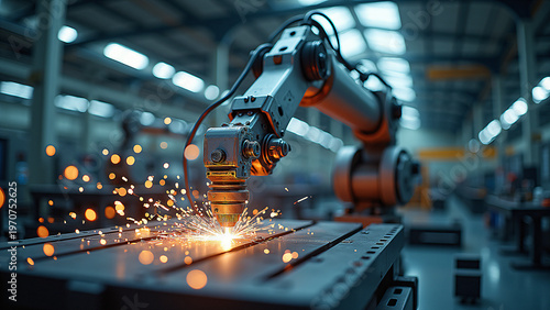 Robotic Arm Manufacturing Welding Sparks Automation
