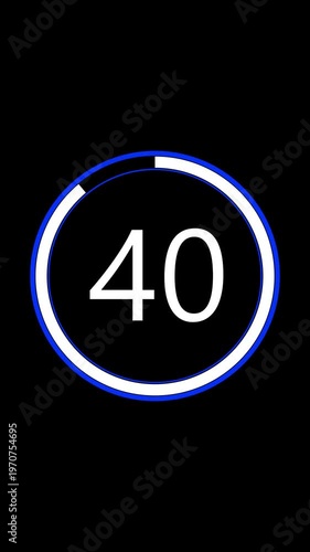 45 second neon glowing circle countdown timer for vertical 