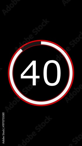 45 second vertical countdown timer with minimalist animated circle ring