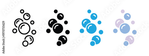 A collection of four bubble icon variations displayed in different graphic design styles today. isolated on white background, Vector, illustration