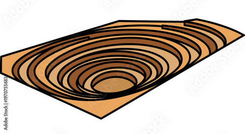 Pit Concentric Layered Design with Brown and Orange Colors Creating a Visual Illusion of Depth