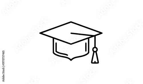 Foto “Linear graduation cap icon isolated on white background for education, universi