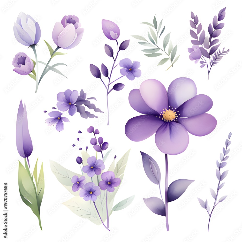 Obraz premium bouquet with beautiful flowers on white background