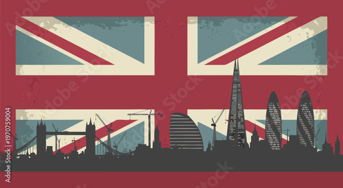 Modern vector illustration of a young woman looking at her smartphone with grass and colorful walls in the background