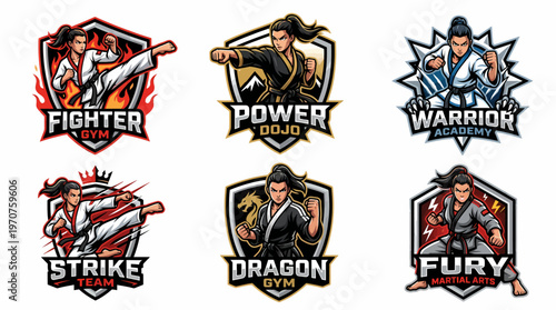 Martial Arts Emblems: Fighters, Warriors, Dragons