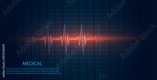 Cardiology concept with pulse rate diagram. Medical background with heart cardiogram.