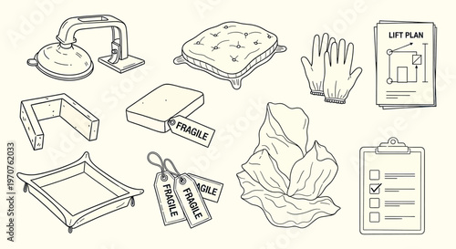 Sketch collection of various gadgets and electronic devices isolated on transparent background